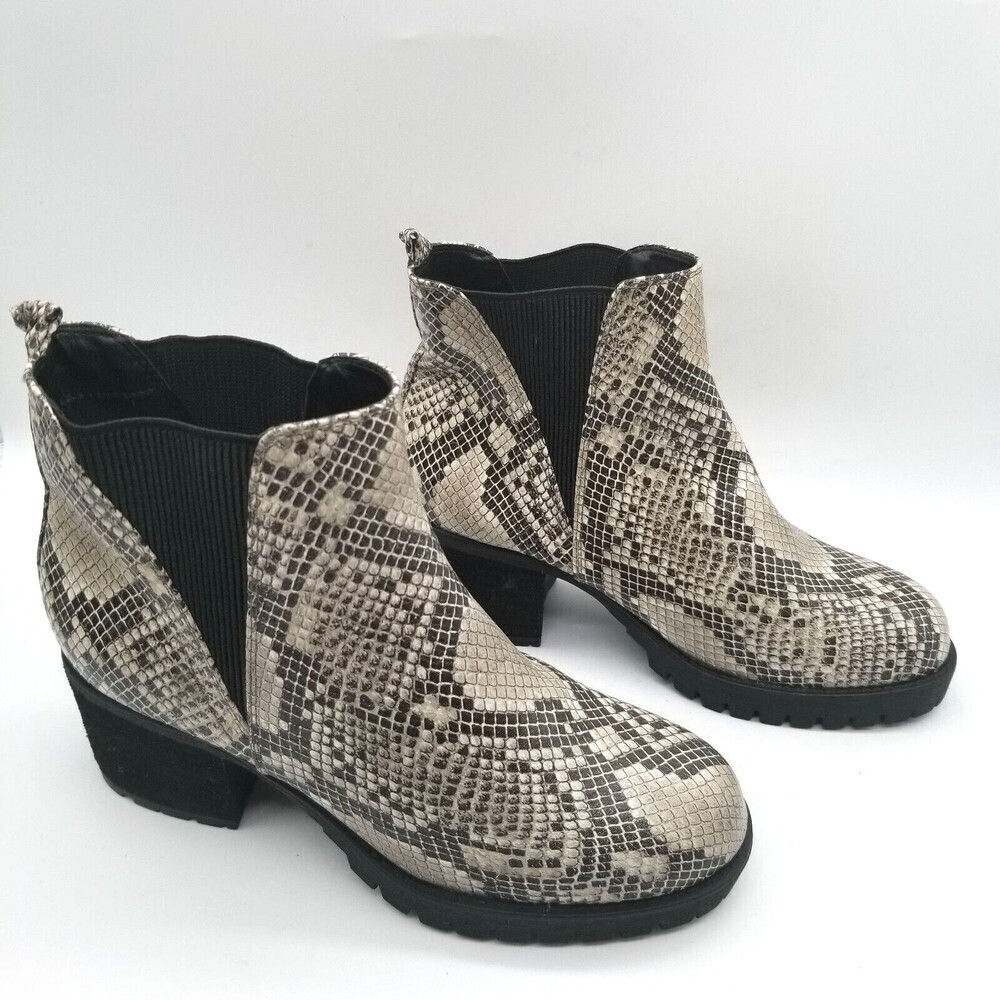 Mia Womens Jody GS875004S Biege Brown Snake Print Chelsea Boots Size 8 - Picture 2 of 9